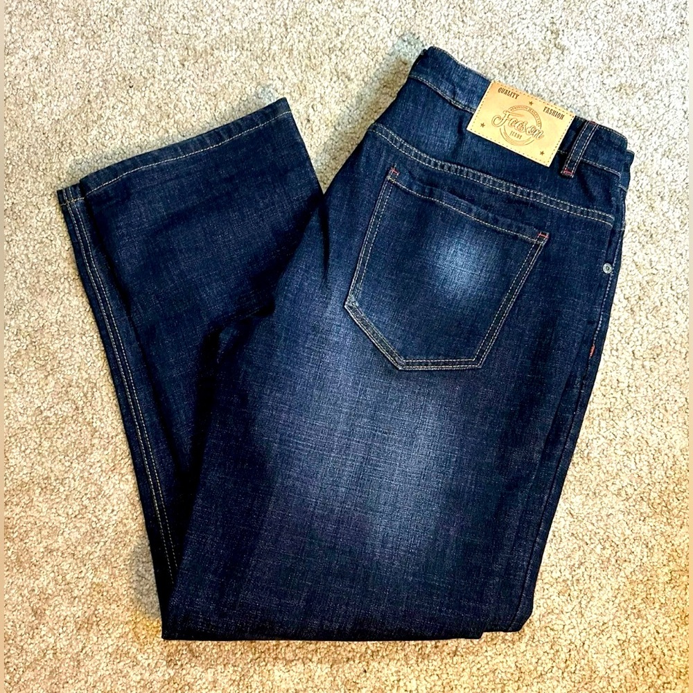 Feeson Jeans Dark Wash Blue Stretch 5 Pocket design Pants Straight  Size 38x29